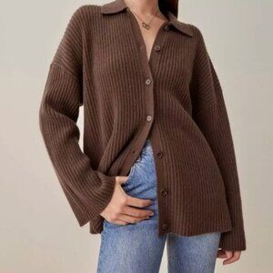 Reformation Cafe Fantino Cashmere Collared Cardigan | Size Small